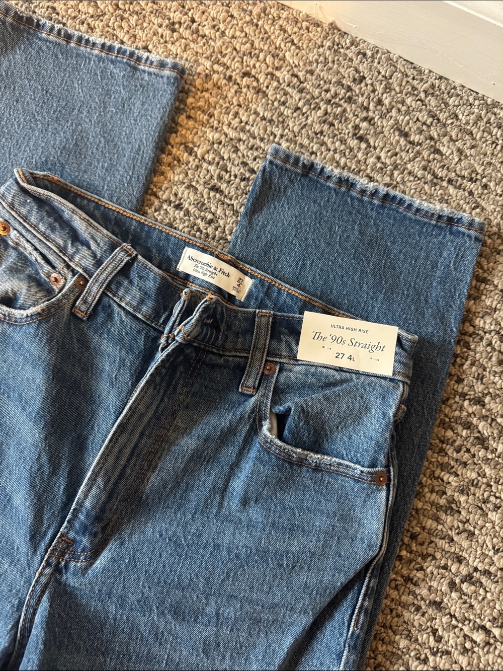 Abercrombie & Fitch Women's '90s Straight Jeans - Dark Blue Denim